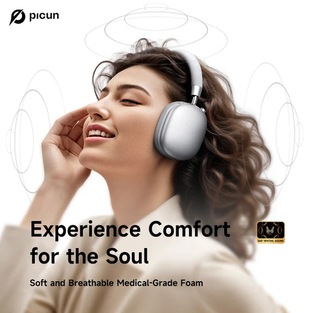 Picun F5 Active Noise Cancelling Wireless Headphones Head Tracking 