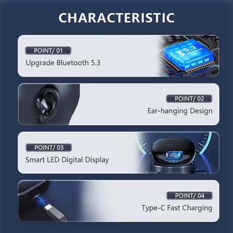 3 Headphones Wireless LED Digital Noise Reduction Waterproof Headset