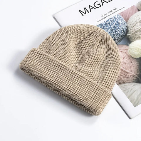 Men & Women Caps Wool Fashion Simple Warm Skullies Beanies Solid