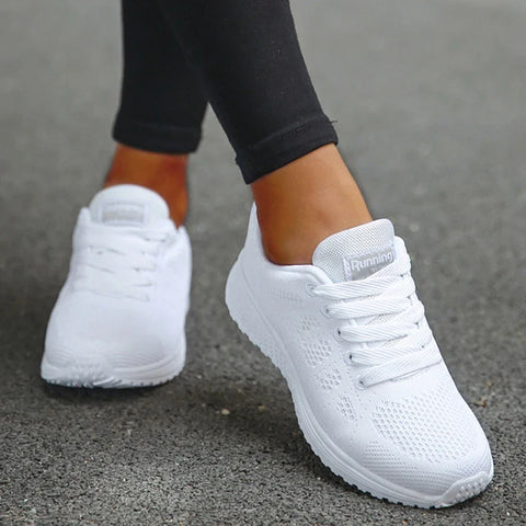 Fashion Breathable Trainers Comfortable Sneakers Mesh Fabric Lace