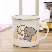 Goma cat Enamel cup Coffee tea Mug cute animal Breakfast Dessert