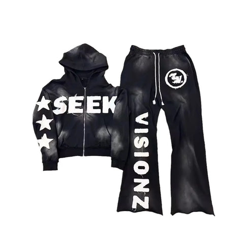 y2k long sleeved pullover hoodie pant set sweatshirt jacket streetwear