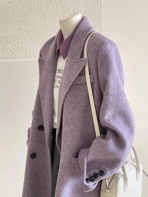 Gentle Purple Woolen Coat