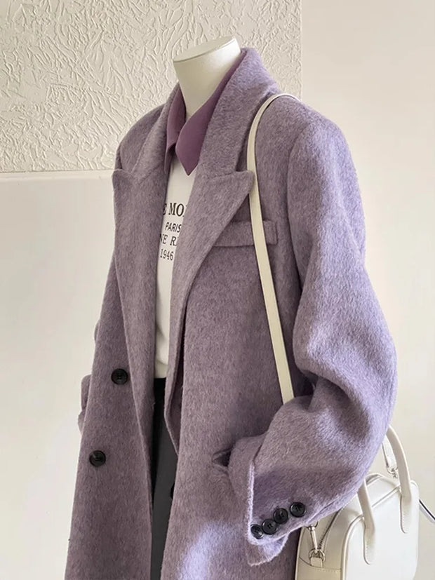 Gentle Purple Woolen Coat