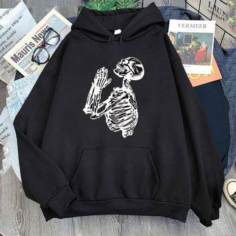 Pullovers Harajuku Gothic Funny Skull Graphic Hoodies