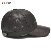 Style Men Brown Cow Leather Baseball Outdoor Real Leather Retro Hat