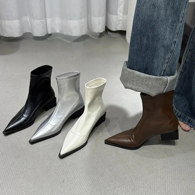 Women Ankle Boots Fashion Pointed Toe Ladies Short Boot