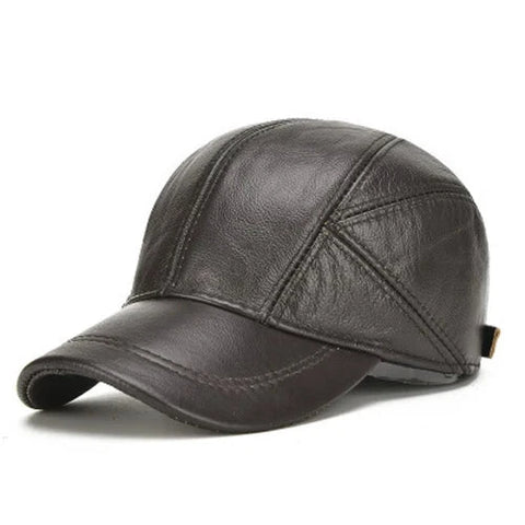 Hot Sale Male Fall Winter Genuine Real Cow Leather Baseball Hats