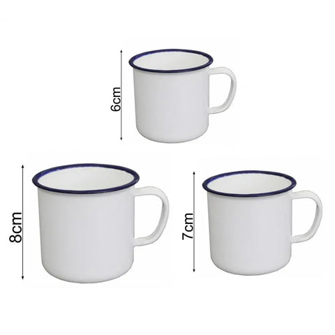 6 7 8cm Enamel Cup Retro Style Cream Color Water Mug