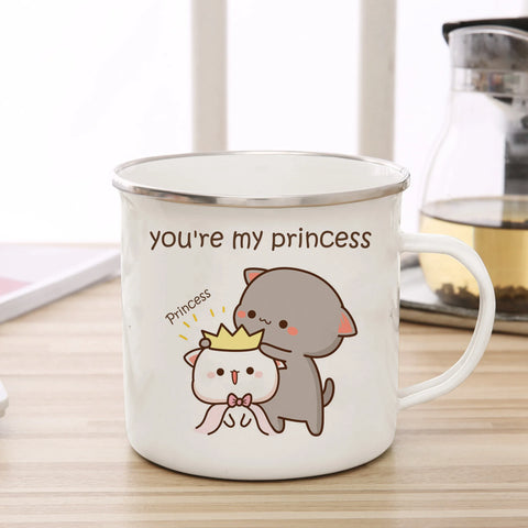 Goma cat Enamel cup Coffee tea Mug cute animal Breakfast Dessert