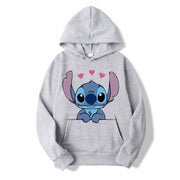 Disney Stitch Cartoon Anime Women Pullover Men Oversized Hoodie 2024