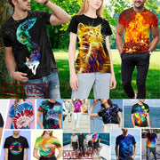 Men Fashion Hip Hop Short Sleeve Tops Abstract Men Women Kid