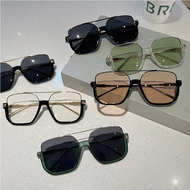 Vintage Oversized Sunglasses Fashion Unisex Square Shades Eyewear