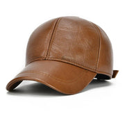 Fall Winter Outdoor Sports Hat Men Real Cowhide Leather Caps