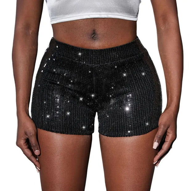 Glittery Straight Leg Shorts Glittery Straight Leg Party Shorts