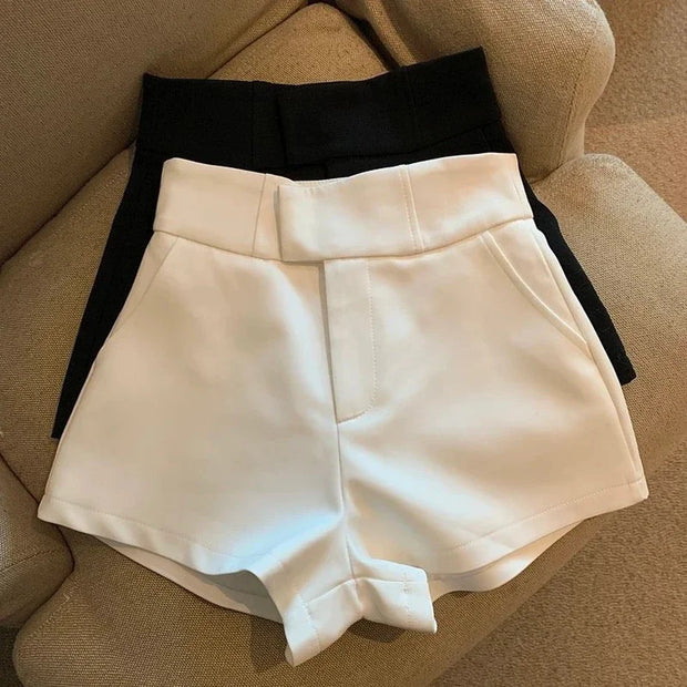 Women High Waist 2024 Summer Shorts White Black Vintage Streetwear