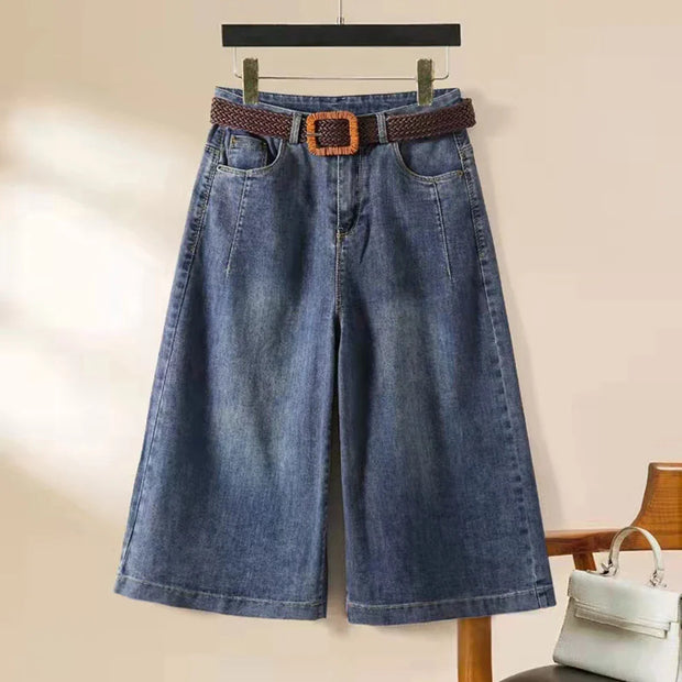 Denim Shorts Spring Loose Versatile Capris Jeans Wide Leg Pants