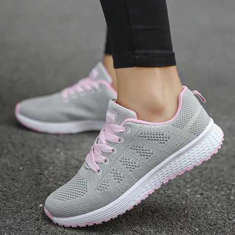 Fashion Breathable Trainers Comfortable Sneakers Mesh Fabric Lace