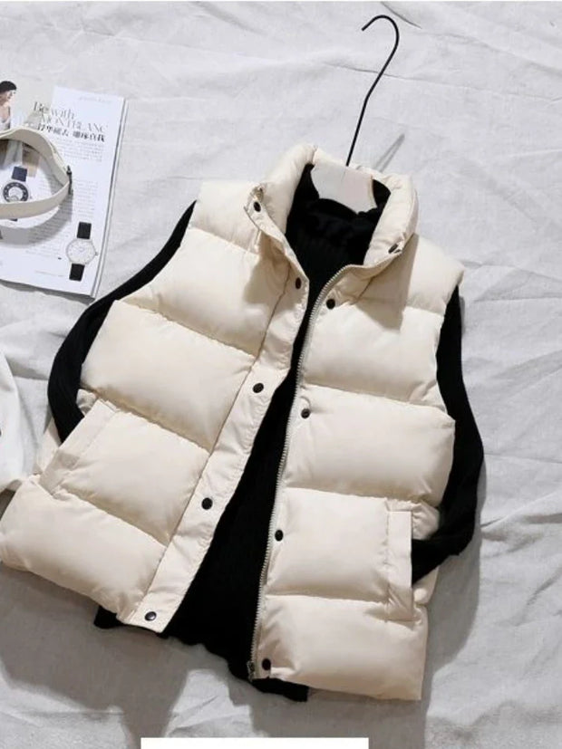 Women Winter Warm Cotton Vests Sleeveless Parkas Jacket