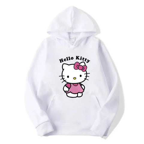 Kitty Printed Hoodies Women Warm Comfortable Casual Hoodie Clothes