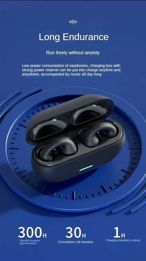 3 Wireless Headphones Clip Ear Music Noise Canceling Gaming Earphone