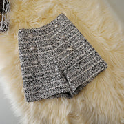 breasted woolen shorts autumn winter large size style wide leg pants