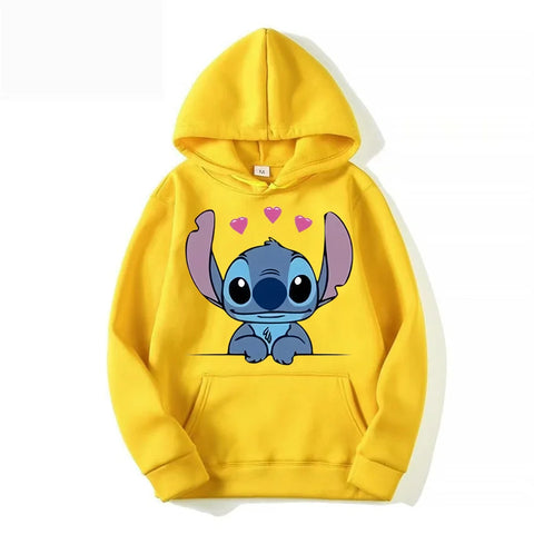 Disney Stitch Cartoon Anime Women Pullover Men Oversized Hoodie 2024