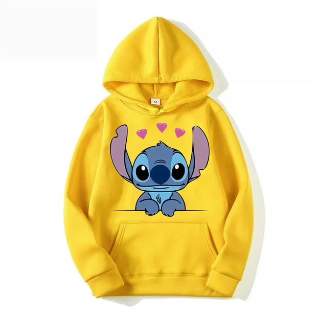 Disney Stitch Cartoon Anime Women Pullover Men Oversized Hoodie 2024