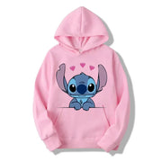 Disney Stitch Cartoon Anime Women Pullover Men Oversized Hoodie 2024