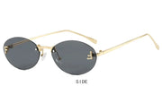 Frameless Sunglasses Oval Retro Small Frame Sunglasses Protective