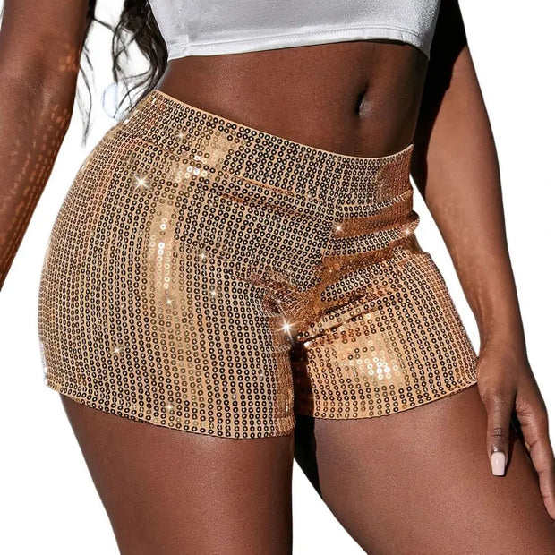 Glittery Straight Leg Shorts Glittery Straight Leg Party Shorts