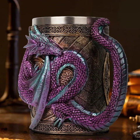 Creative 3D Dragon Beer Cup Resin 304 Stainless Steel Gothic Wine