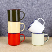 6 7 8cm Enamel Cup Retro Style Cream Color Water Mug