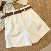 -line Loose Mini Shorts Pockets OL Style Mini Short Casual Pants