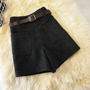 high waist retro slim boots size woolen pocket wide leg pants