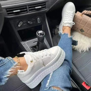 2023 Women Light Sneakers Fashion PU Leather Round Sports Lace