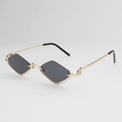 Fashion Polygonal Women Luxury Brand Metal Half Frame Sun Glasses