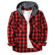 Hooded Long Sleeved Double Pockets Shirt Flannel Jacket Tops