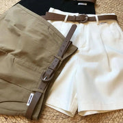 -line Loose Mini Shorts Pockets OL Style Mini Short Casual Pants