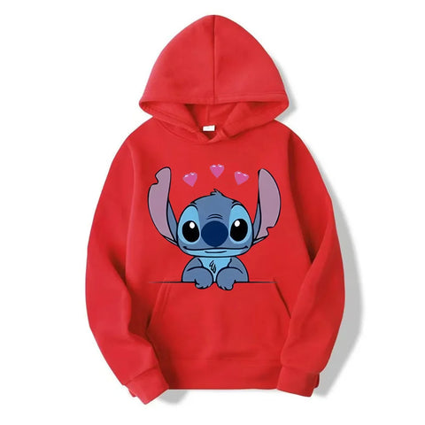 Disney Stitch Cartoon Anime Women Pullover Men Oversized Hoodie 2024