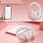 Pink Girls Phone Gaming Headset Gamer Bluetooth Headphone