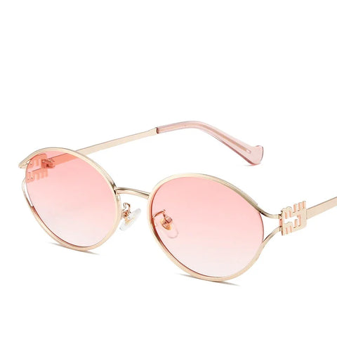 Oval Metal Frame Sunglasses Women Personality Fashion Simple Eyewear