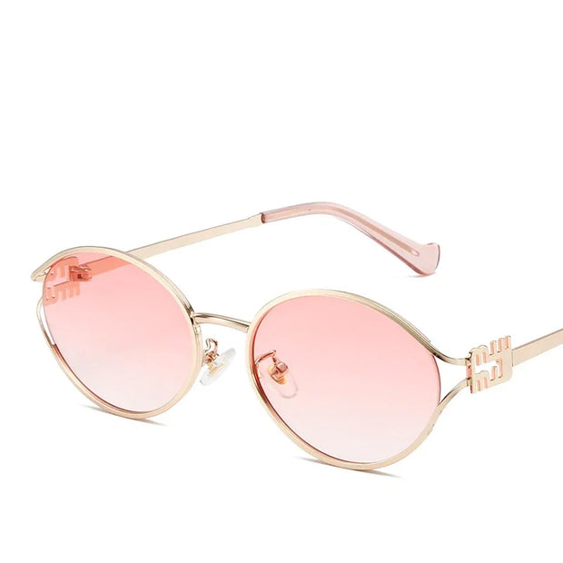 Oval Metal Frame Sunglasses Women Personality Fashion Simple Eyewear