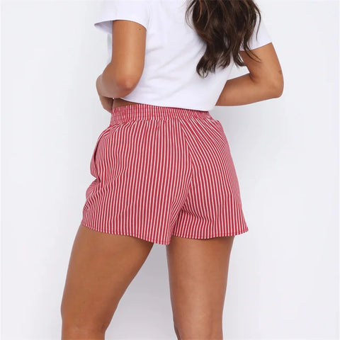 Fashion Loose Shorts Stripe High Elastic Waist Short Pants