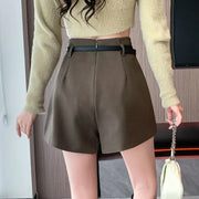 Belt 2024 Fall High Waist Elegant Fashion Office Work Short Pants