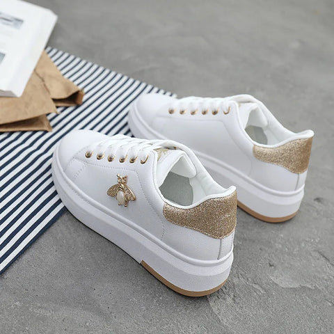 Sneakers White Shoes Fashion Rhinestone Hight Quality Lady Footware