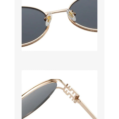 Oval Metal Frame Sunglasses Women Personality Fashion Simple Eyewear