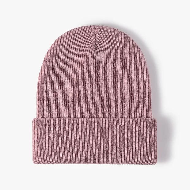 Women Men Autumn Winter Warm Beanie Hat Solid Color