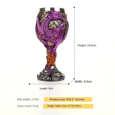 Creative 3D Dragon Beer Cup Resin 304 Stainless Steel Gothic Wine