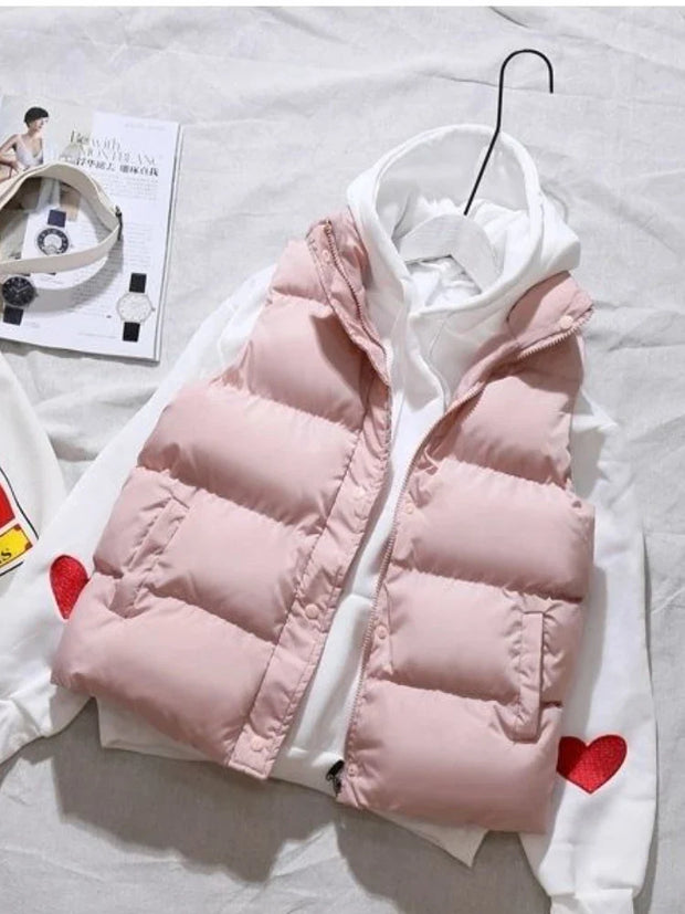 Women Winter Warm Cotton Vests Sleeveless Parkas Jacket